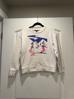 J. Crew Cream Crewneck Sweatshirt with Ski Graphic